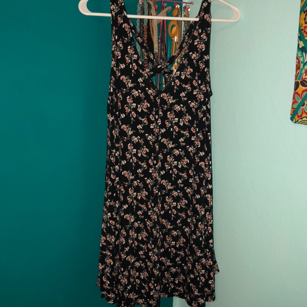 american eagle black floral dress